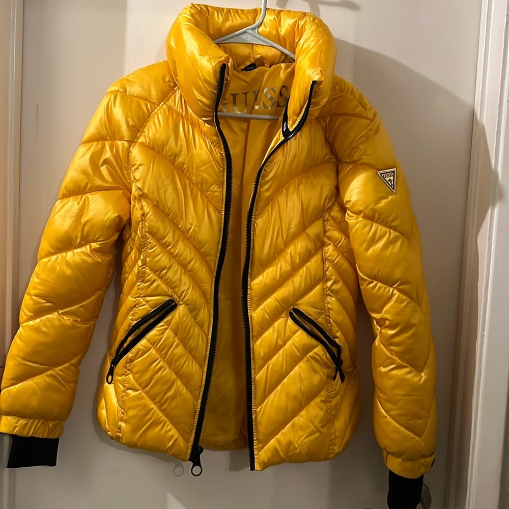 Guess Yellow Puffer Jacket